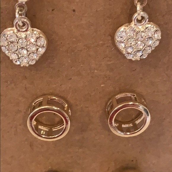 💐5/25 3 pair stud heart crystal open circle - Picture 4 of 6